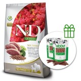 Cumpara ieftin Farmina N&amp;amp;D dog QUINOA (GF) adult medium &amp;amp; maxi, rață, broccoli &amp;amp; sparanghel 12 kg + 2 x recompense GRATUIT