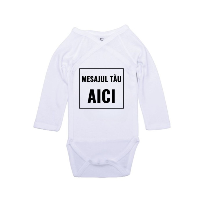 Body alb din bumbac pentru bebelusi personalizat cu mesaj