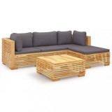 Cumpara ieftin Set mobilier gradina cu perne, 5 piese, lemn masiv de tec