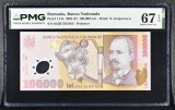 100000 lei 2003 PMG67 unc bancnota gradata