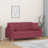 VidaXL Canapea cu 2 locuri cu pernuțe, roșu vin, 140 cm, textil 3200915