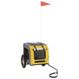 Cumpara ieftin Remorca bicicleta animale companie, galben/gri, oxford/fier