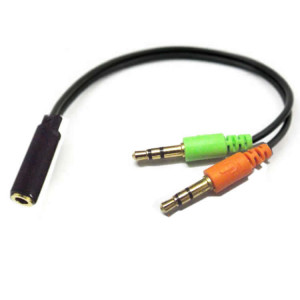 Adaptor Cablu audio Jack, Active, 2 x 3.5mm 3 pin Tata (microfon + casti/  boxe) la 1 x jack 3.5mm 4 pin Mama - 20cm | Okazii.ro
