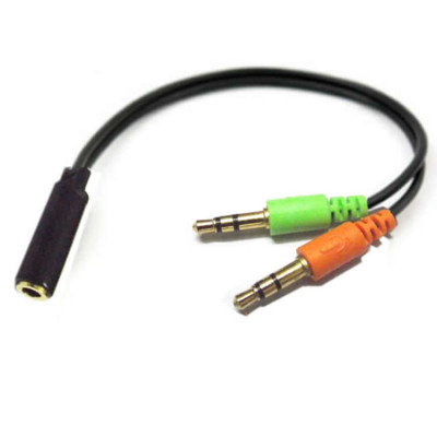 Adaptor Cablu audio Jack, Active, 2 x 3.5mm 3 pin Tata (microfon + casti/ boxe) la 1 x jack 3.5mm 4 pin Mama - 20cm foto