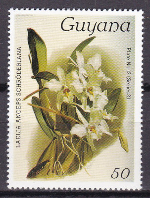 Guyana 1986 flori orhidee MI 1726 seria 17 MNH foto