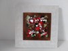 Tabou obiect decorativ vintage (anii 60-70) placa de cupru emailat pe suport de lemn, DDR Germania de Est, PGH RaumSchumck Leipzig
