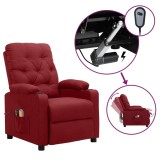 VidaXL Fotoliu de masaj electric rabatabil, roșu vin, textil