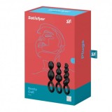 Set 3 Dopuri Anale Satisfyer Plugs Silicon Negru, Diverse Dimensiuni - 1.2 - 3 cm, Inel Siguranta, Sex Shop