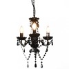 Gossi candelabru cu margele, negru, rotund, 3 becuri e14