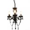 Gossi candelabru cu margele, negru, rotund, 3 becuri e14