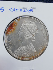 India ONE RUPEE 1889 aproape necirculata foto