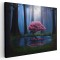 Tablou peisaj copac inflorit in mijlocul padurii, roz, albastru 1225 Tablou canvas pe panza CU RAMA 80x120 cm