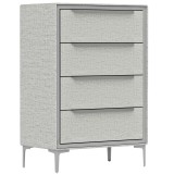 HOMCOM Comoda cu 4 Sertare &icirc;n Oțel cu Acoperire &icirc;n Țesut cu Efect de In, 60x36x88 cm, Gri | Aosom Romania