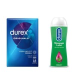 Cumpara ieftin Pachet Durex Prezervative Originals 18 bucati + lubrifiant gel masaj 200 ml