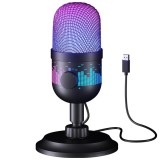 Cumpara ieftin Microfon Profesional AK1, cu Suport Detasabil, Conectivitate USB, Cardioid, Reducere Zgomot Fundal, Functie Mute, Iluminare RGB, pentru Streaming, You