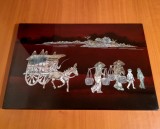 Panou asiatic |lemn cu intarsii de sidef |Vietnam| piesa veche