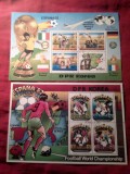 2 Blocuri Coreea Nord 1982 - Sport - Campionatul Mondial Fotbal 1982 Spania , cu cate 4 valori , stampila speciala