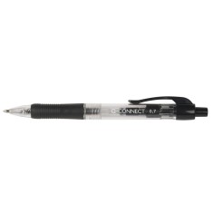 Set 10 Pixuri cu Mecanism si Scriere de 0.7 mm, Corp Transparent cu Grip+ Clip de Prindere, Culoare Neagra, Pix Q-CONNECT, Accesorii Birou,Instrumente foto