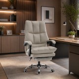 Scaun directorial OFF 417, piele ecologica, suport picioare, perne duble, 120 kg
