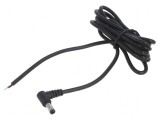 Cablu DC 5,5/2,5 cu mufă &icirc;n unghi negru 1,5m 2x0,5mm2 -20&divide;80&deg;C