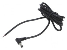 Cablu DC 5,5/2,5 cu mufă &icirc;n unghi negru 1,5m 2x0,5mm2 -20&divide;80&deg;C