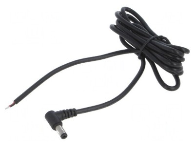 Cablu DC 5,5/2,5 cu mufă &amp;icirc;n unghi negru 1,5m 2x0,5mm2 -20&amp;divide;80&amp;deg;C foto