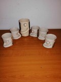 6x ceasca halba cana ceramica Ove Pollas Design Danemarca maner dublu maimuta nas gura