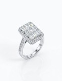 Cumpara ieftin Inel din Argint 925 Royal Cluster, cu Zirconii Baguette si Halo Stralucitor,