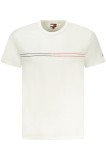 Tommy Jeans Tricou barbati, cu imprimeu si mini logo pe maneca, Slim Fit, Alb, S, 2XL, L, M, XL