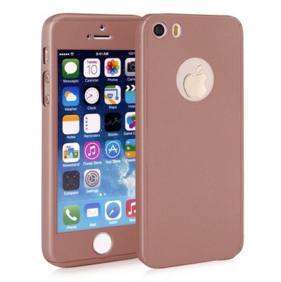 Husa Apple iPhone 5/5S/SE, FullBody Rose-Gold, acoperire completa 360 grade cu folie de sticla gratis foto