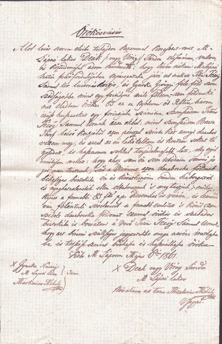 A3744N Contract de v&acirc;nzare-cumpărare păm&acirc;nturi, 1860, T&acirc;rgu Lăpuș, limba maghiară, h&acirc;rtie cu filigran Borgo