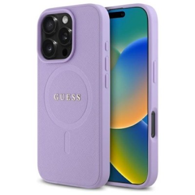Husa pentru iPhone 16 Pro Max - Guess Saffiano MagSafe (GUHMP16XPSAHMCU) - Purple foto