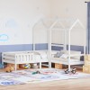 Set pat și bancă cu acoperiș, alb, 90x200 cm, lemn masiv de pin