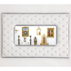 Oglinda din cristal cu o rama alba tapitata cu cristale SP503