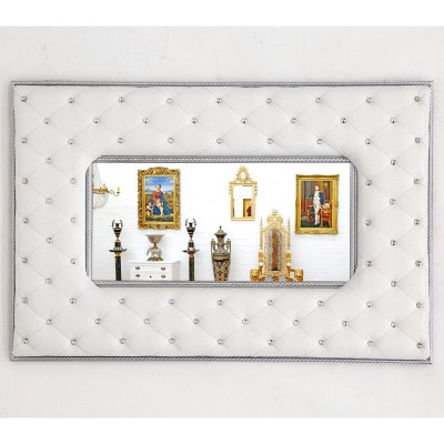 Oglinda din cristal cu o rama alba tapitata cu cristale SP503 foto