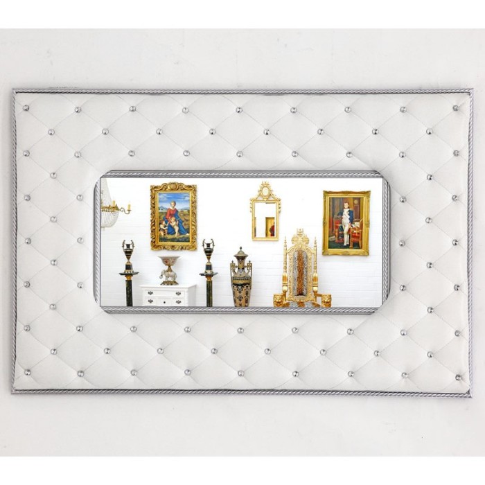 Oglinda din cristal cu o rama alba tapitata cu cristale SP503