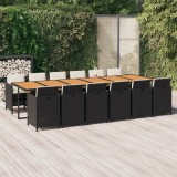 vidaXL Set mobilier de exterior cu perne, 13 piese, negru, poliratan 3095626