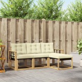Set canapele gradina exterior vidaXL lemn acacia Alb Crem perne confortabile mobilier terasa 4 piese