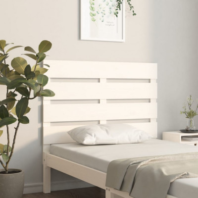 vidaXL Tăblie de pat, alb, 100x3x80 cm, lemn masiv de pin foto