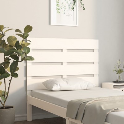 vidaXL Tăblie de pat, alb, 90x3x80 cm, lemn masiv de pin 821328 foto