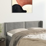 VidaXL Tăblie de pat cu aripioare gri deschis 147x16x78/88 cm catifea 3118676