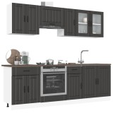 Set dulap de bucătărie 8 piese &bdquo;Kalmar&rdquo; lemn negru prelucrat