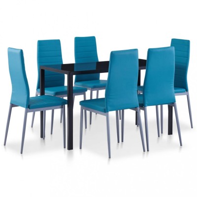 vidaXL Set mobilier de bucătărie, 7 piese, albastru foto