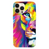 Husa compatibila cu Apple iPhone 15 Pro Max model Colorful king of jungle, Silicon, TPU, Viceversa, Transparent, Carcasa
