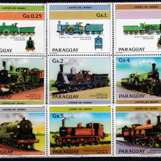 DB1 Paraguay Locomotive cu Aburi englezesti serie completa + 2 vignete MNH