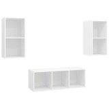 Cumpara ieftin Set de dulapuri TV, 3 piese, alb, lemn prelucrat