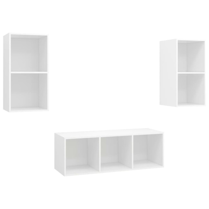 Set de dulapuri TV, 3 piese, alb, lemn prelucrat