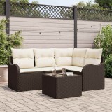 Cumpara ieftin Set de canapele pentru grădină cu pernă 5 pcs Maro Rattan poli