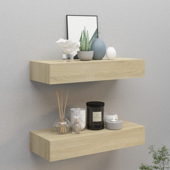 Gossi dulapuri de perete cu sertare 2 buc. stejar 60x23,5x10 cm mdf