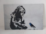 Tablou reproducere &quot;Girl with blue bird&quot; a artistului Banksy. 20x30cm